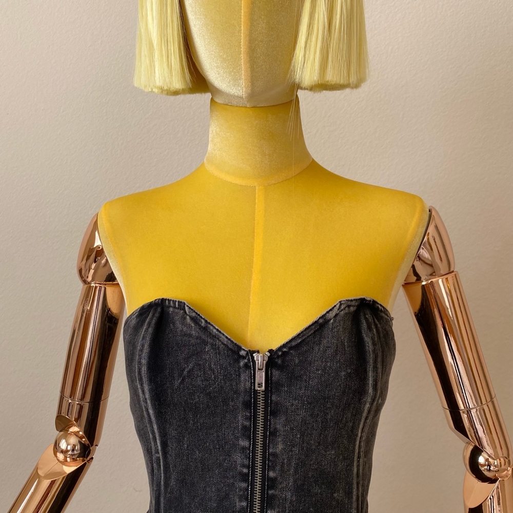 Betsy Johnson Black 80s Fit & Flare Denim Dress 4 - Picture 5 of 6